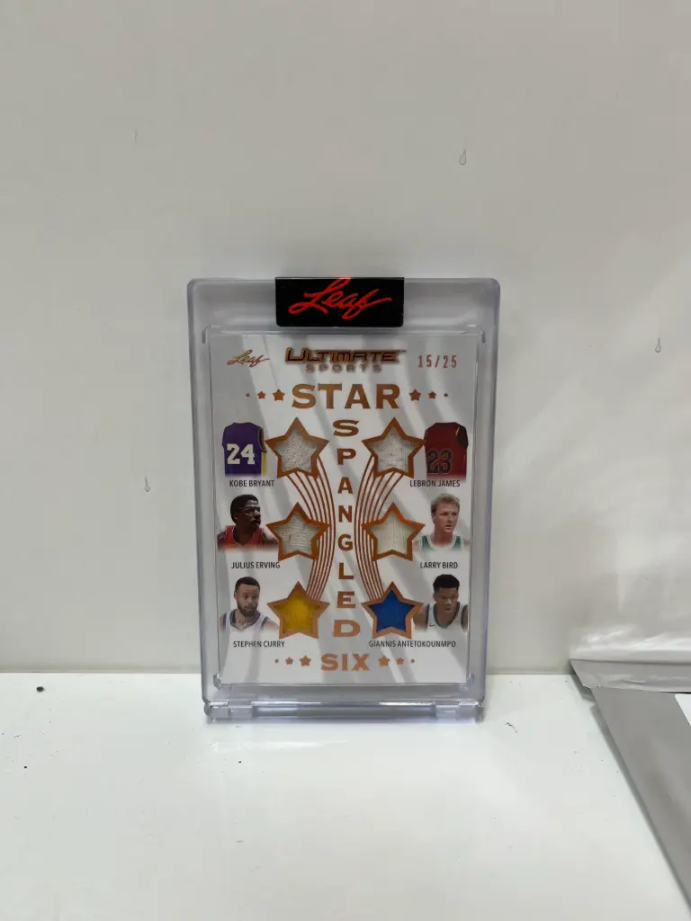 Leaf Game used piece of Jersey Bryant/Curry/Bird/Erving/James and Giannis