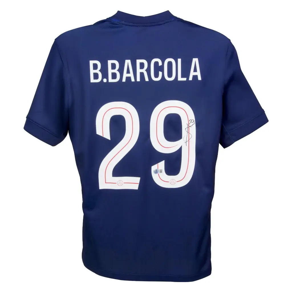 Bradley Barcola maillot officiel PSG signé à la main