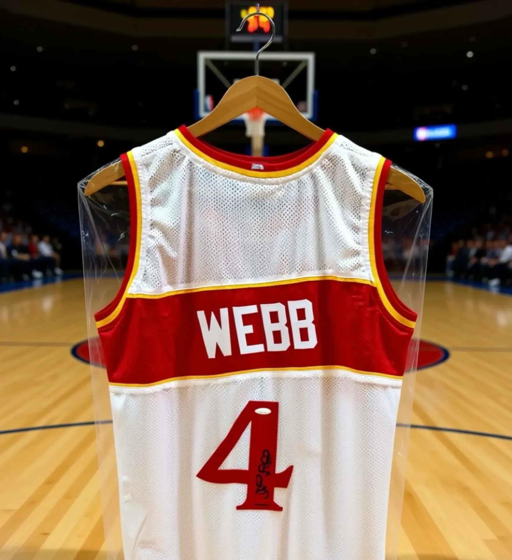 Jersey Spud Webb Hawks Blanc
