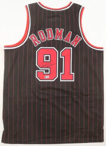 Denis Rodman Jersey Handsigned sous cadre + photos
