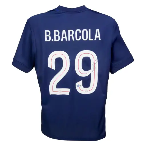 Bradley Barcola maillot officiel PSG signé à la main